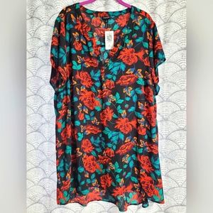 Torrid Floral High-Low Tunic Blouse Size 3x